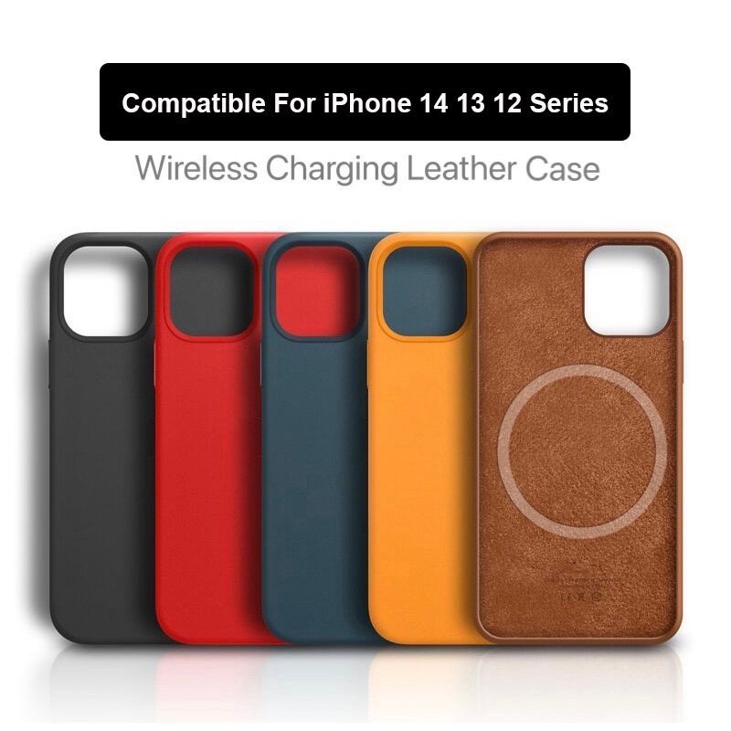 Ốp Da Tương Thích Cho iPhone 17 14 Plus 16 15 13 12 Pro Max Mini Có Từ Tính Sạc Không Dây Vỏ Điện Thoại Tương Thích Cho iPhone 13 Pro Max Cover