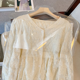 Áo Sơ Mi Nữ Tay Dài Phồng Cổ Chữ V Thêu Hoa Phong Cách Baju Baju Wanita Lengan Panjang Hàng Mới Có Sẵn