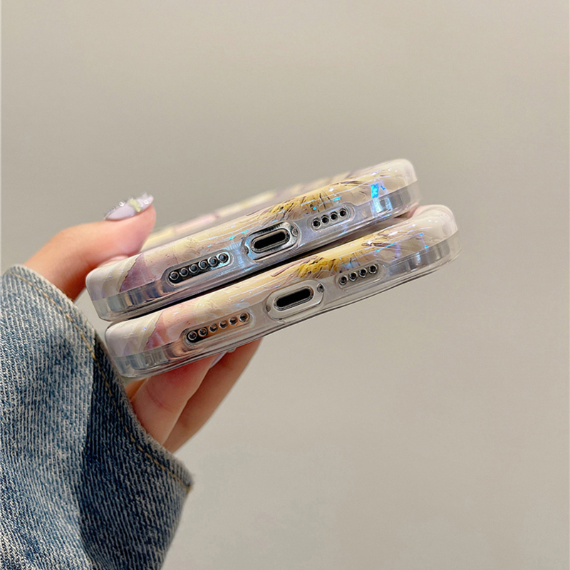Ốp Điện Thoại Cho iPhone 14 pro max 13 11 13 pro max 14Pro 12Pro 15 pro max 15pro max 15promax Thời Trang Sang Trọng Laser Ánh Sáng Xanh Hoa Chống Sốc TPU Mềm