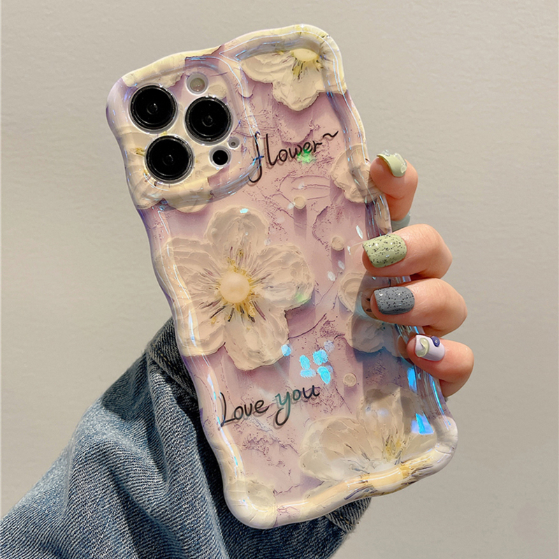Ốp Điện Thoại Cho iPhone 14 pro max 13 11 13 pro max 14Pro 12Pro 15 pro max 15pro max 15promax Thời Trang Sang Trọng Laser Ánh Sáng Xanh Hoa Chống Sốc TPU Mềm