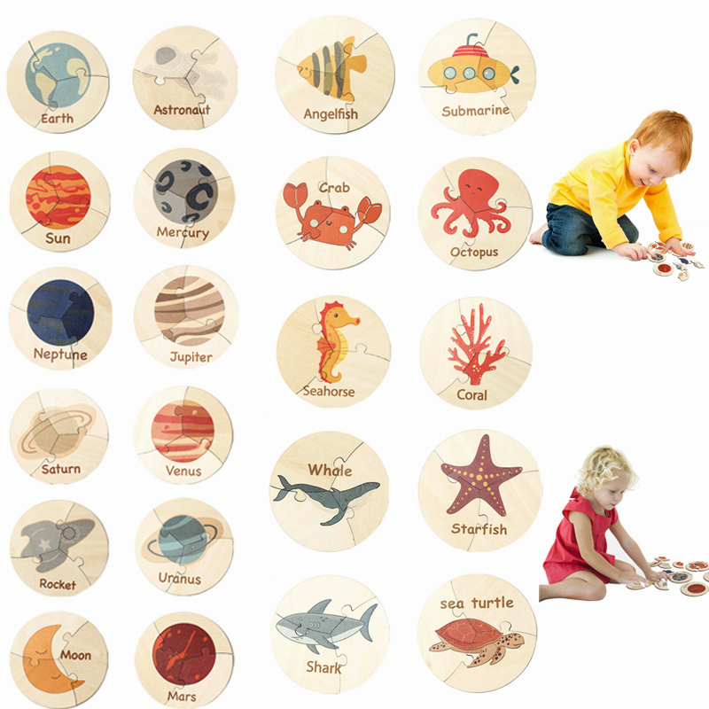 Set đồ chơi xếp hình MAMIMAMIHOME họa tiết đại dương/ bầu trời sao bằng gỗ theo phương pháp montessori dành cho trẻ em