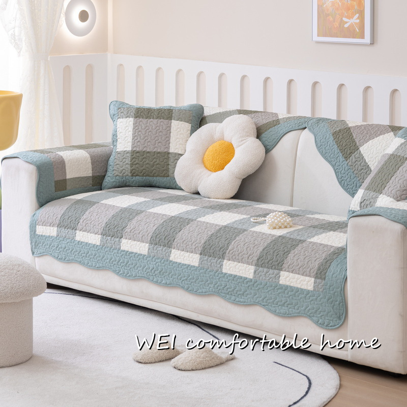 Vỏ Bọc Đệm Ghế Sofa Chữ L Chống Trượt Bằng Cotton Nguyên Chất