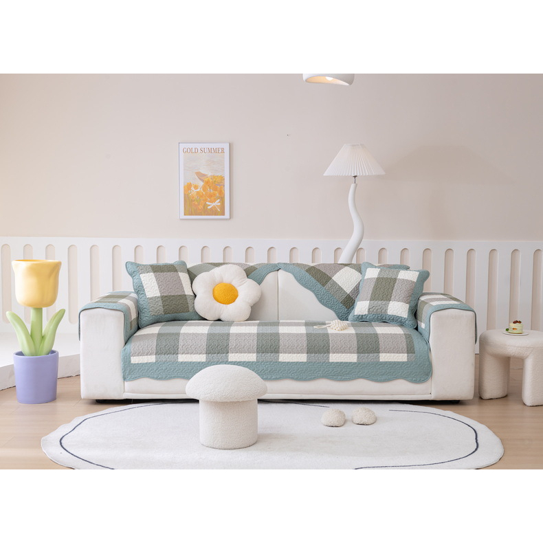 Vỏ Bọc Đệm Ghế Sofa Chữ L Chống Trượt Bằng Cotton Nguyên Chất