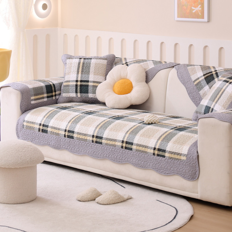 Vỏ Bọc Đệm Ghế Sofa Chữ L Chống Trượt Bằng Cotton Nguyên Chất