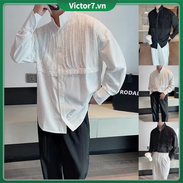 Áo Sơ Mi Tay Dài Dáng Rộng Xếp Ly Họa Tiết Kẻ Sọc Màu Sắc Đa Dạng Phong Cách Hàn Quốc Thời Trang Cho Nam áo sơ mi nam áo sơ mi form rộng áo sơ mi nam size lớn sơ mi hàn quốc áo sơ mi hot