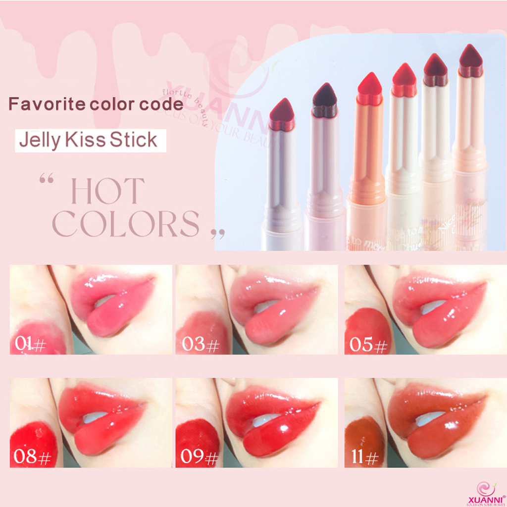 Authentic FLORTTE Lipstick First Kiss Stick Love Jelly Lipstick Pen Lip Balm Mirror Water Light Lip Glazing Solid son men