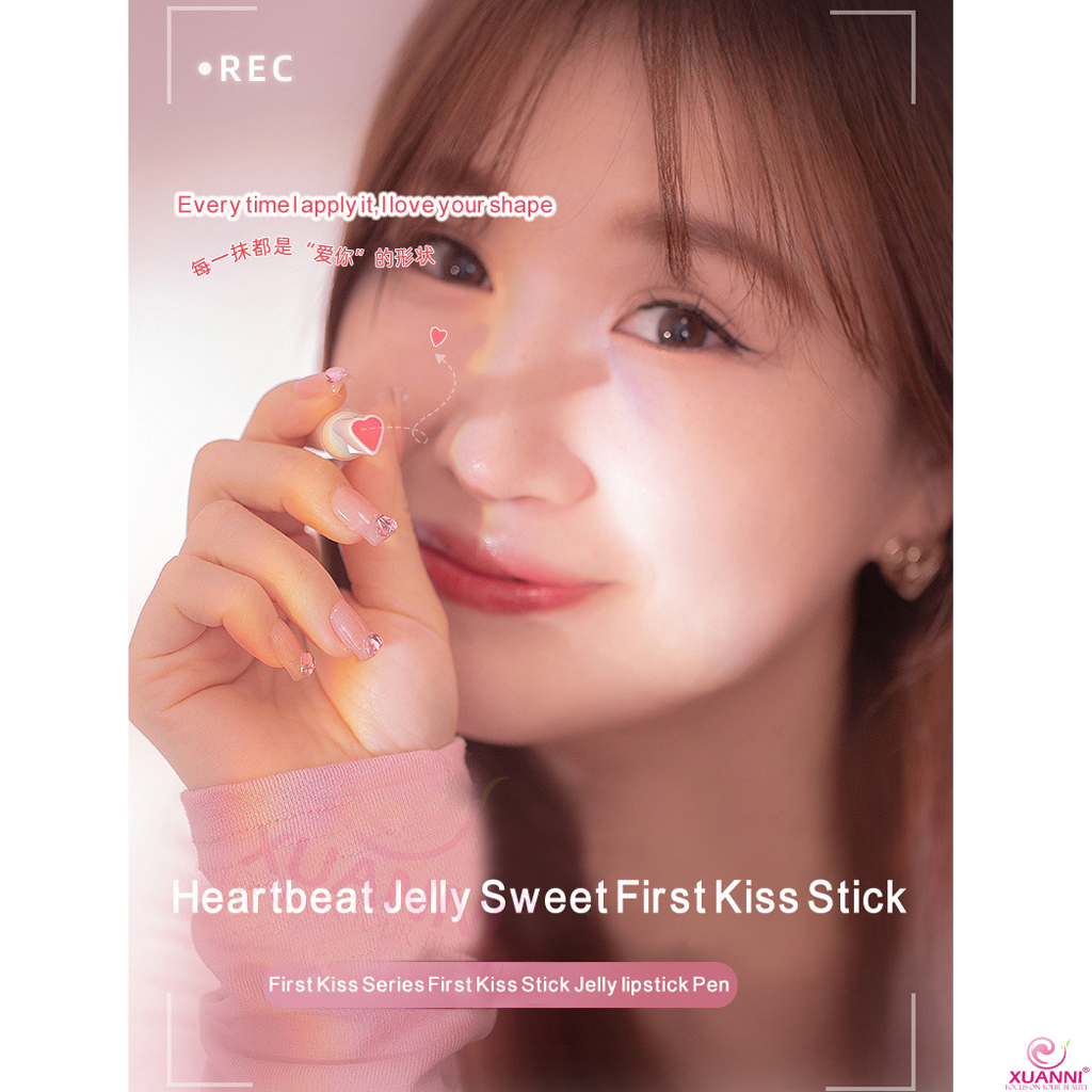 Authentic FLORTTE Lipstick First Kiss Stick Love Jelly Lipstick Pen Lip Balm Mirror Water Light Lip Glazing Solid son men