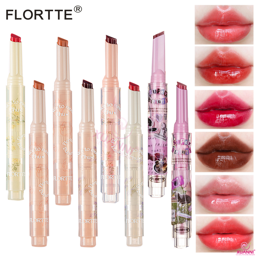 Authentic FLORTTE Lipstick First Kiss Stick Love Jelly Lipstick Pen Lip Balm Mirror Water Light Lip Glazing Solid son men