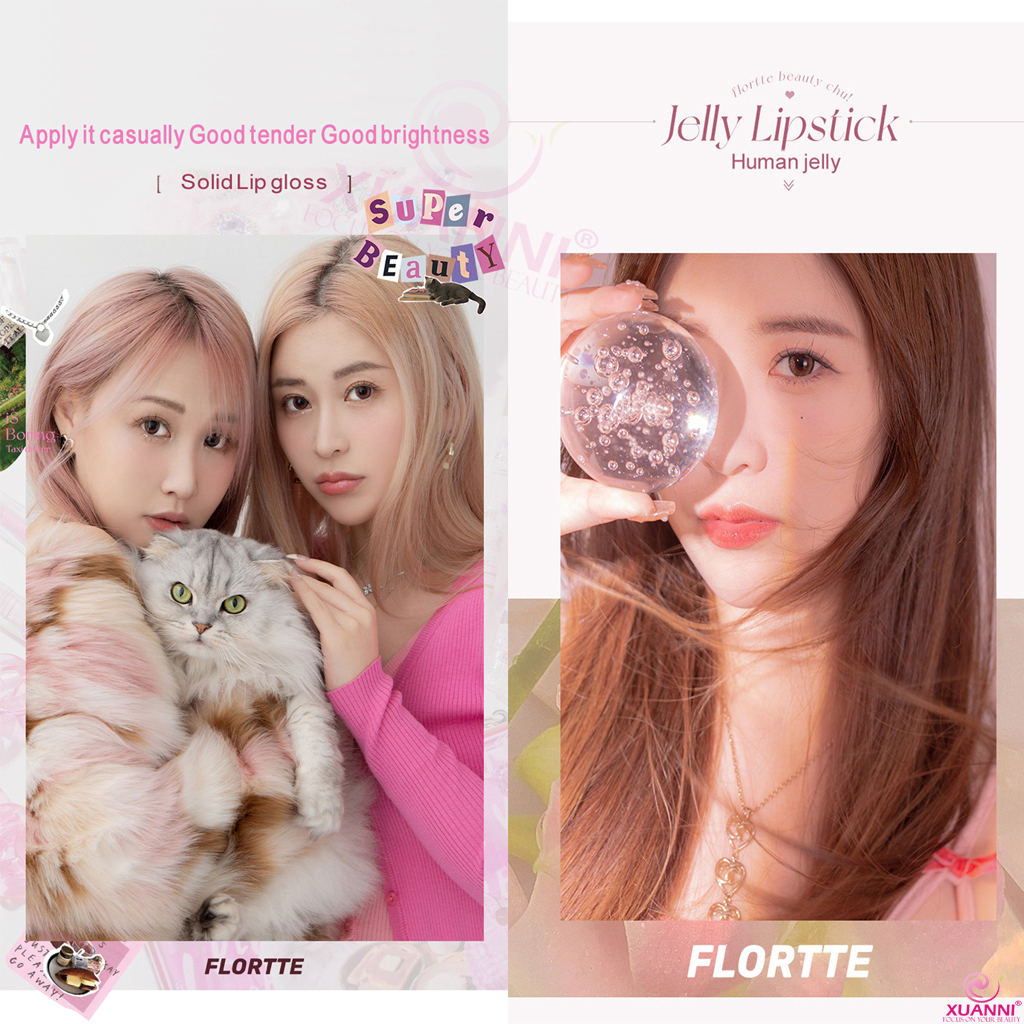 Authentic FLORTTE Lipstick First Kiss Stick Love Jelly Lipstick Pen Lip Balm Mirror Water Light Lip Glazing Solid son men