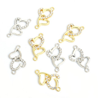 Set 10 Mặt Vòng cổ Hình Trái Tim Đôi Đính Đá Pha Lê Lãng Mạn