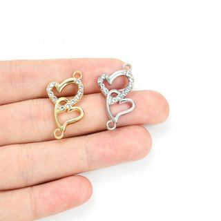 Set 10 Mặt Vòng cổ Hình Trái Tim Đôi Đính Đá Pha Lê Lãng Mạn