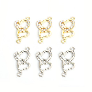 Set 10 Mặt Vòng cổ Hình Trái Tim Đôi Đính Đá Pha Lê Lãng Mạn