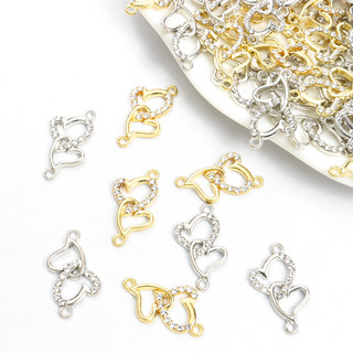 Set 10 Mặt Vòng cổ Hình Trái Tim Đôi Đính Đá Pha Lê Lãng Mạn