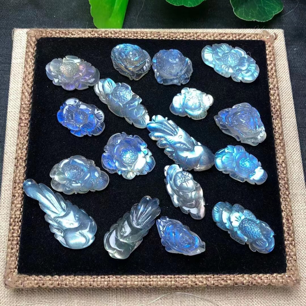 Hàng Mới Về Mới Vòng Tay Mặt Chạm Khắc Hình Ánh Trăng Màu Xám Tự Nhiên Có Thể Sử Dụng Làm Mặt Dây Chuyền / Túi Xách