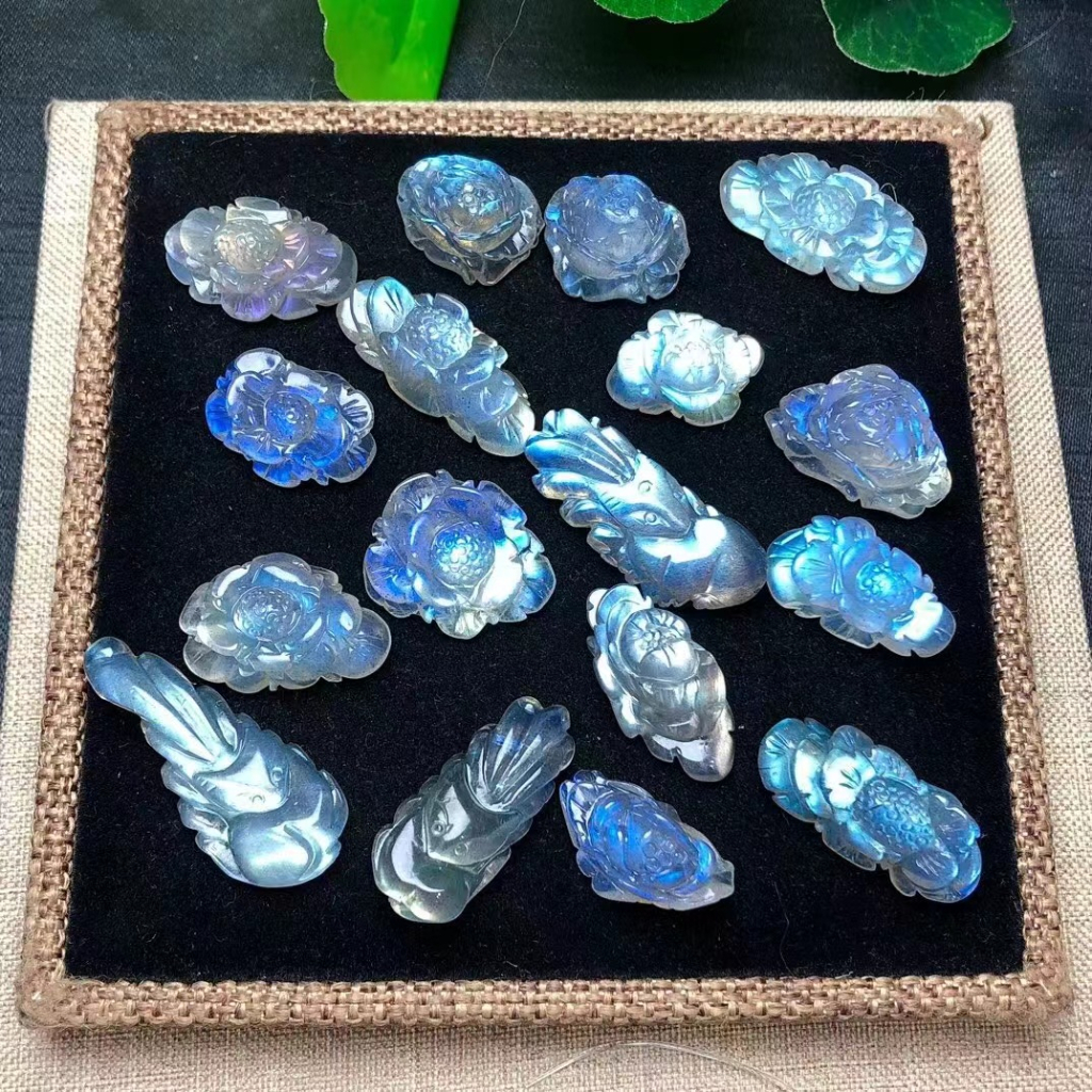 Hàng Mới Về Mới Vòng Tay Mặt Chạm Khắc Hình Ánh Trăng Màu Xám Tự Nhiên Có Thể Sử Dụng Làm Mặt Dây Chuyền / Túi Xách
