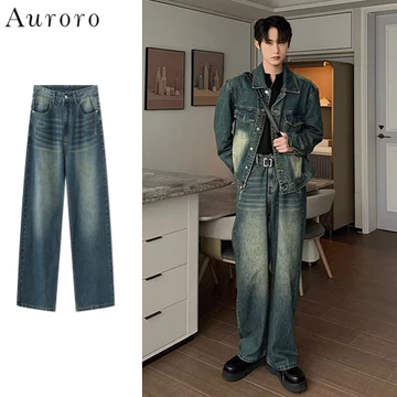 Quần thời trang nam unisex from rộng quần jean nam hàn quốc quần hiphop retro jean ống đứng Màu Trơn oversize quần jean đen nam