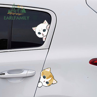EARLFAMILY 13cm x 11cm Mèo Peeker Phụ Kiện Xe Hơi Decal Trunk Điều Hòa Không Khí Dán Laptop Graffiti Động Vật Dễ Thương Trang Trí