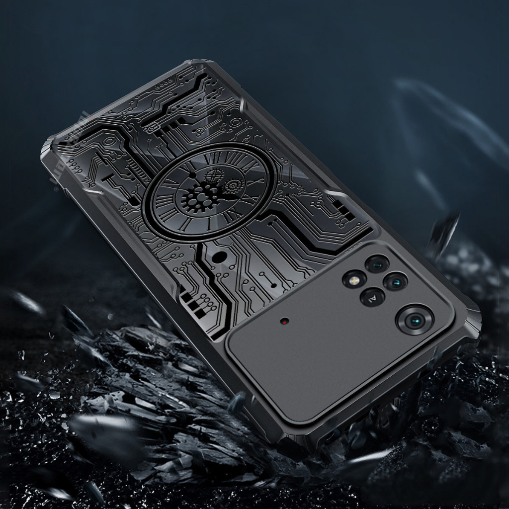 Vỏ mặt số cơ khí Xiaomi POCO X4 X5 Pro M7 M5S M5 4G M4 Pro 5G Vỏ chống sốc trong suốt Túi khí Vỏ mặt số kiểu kim loại