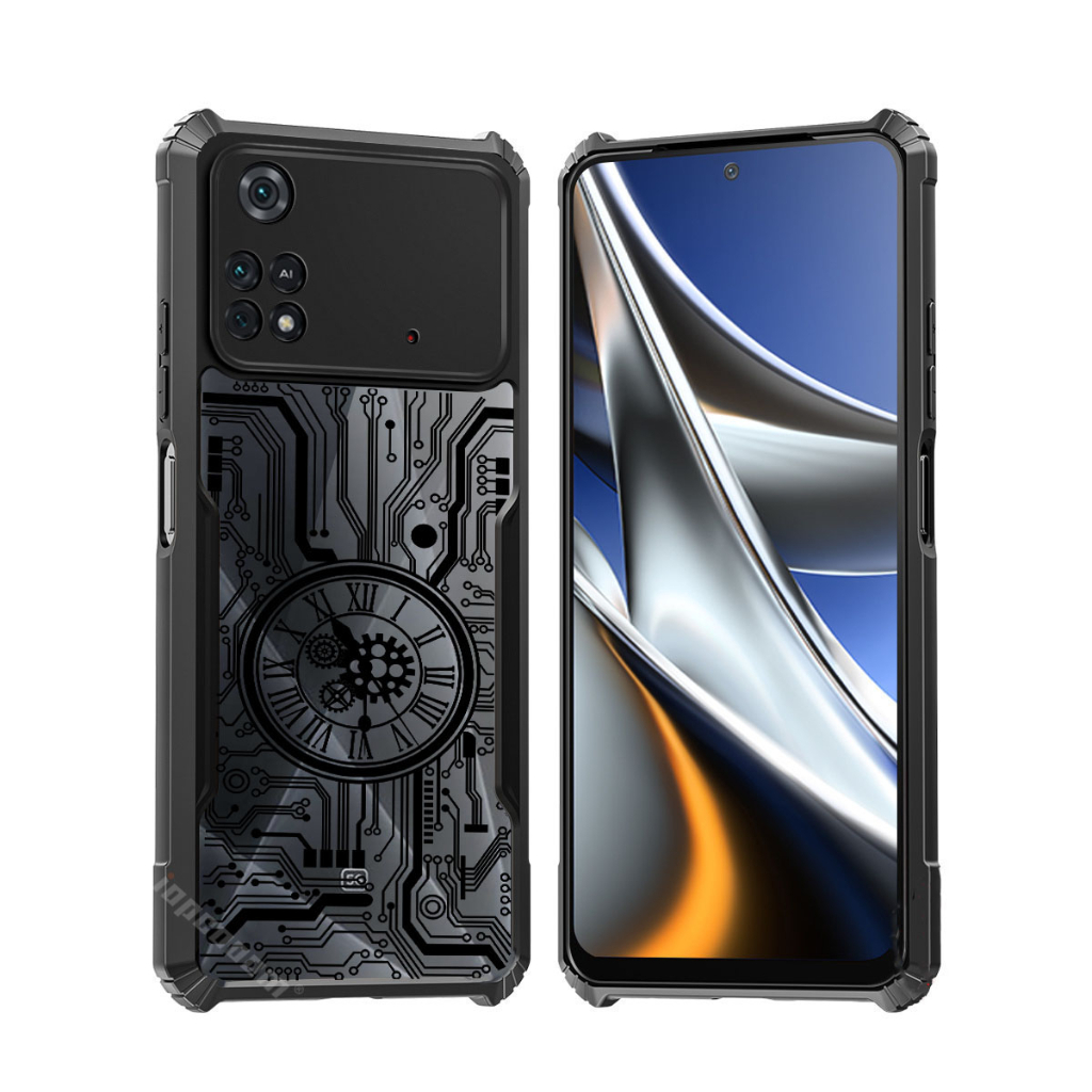 Vỏ mặt số cơ khí Xiaomi POCO X4 X5 Pro M7 M5S M5 4G M4 Pro 5G Vỏ chống sốc trong suốt Túi khí Vỏ mặt số kiểu kim loại