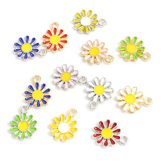 Set 20 Mặt Vòng cổ Hình Hoa Cúc Bằng Hợp Kim Tráng Men Phong Cách Hàn Quốc Ngọt Ngào DIY