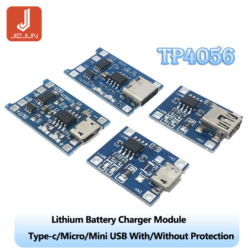 10 chiếc Type-c / Micro / Mini USB 5V 1A 18650 TP4056 Mô-đun sạc pin Lithium Bảng sạc có bảo vệ Chức năng kép 1A Li-ion