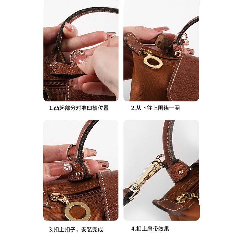 LONGCHAMP Dây Đeo Túi Xách Bằng Da Bò Không Đục Lỗ DIY