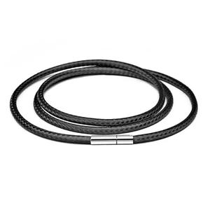 Vòng Cổ Choker Da Sáp Đen Với Khóa Xoay Thép Không Gỉ