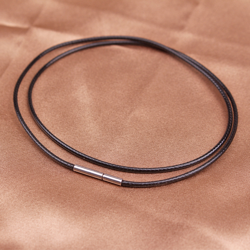 Vòng Cổ Choker Da Sáp Đen Với Khóa Xoay Thép Không Gỉ
