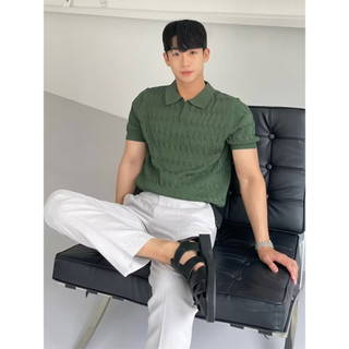 Áo Sơ Mi POLO Tay Ngắn Mùa Hè Nam Cao Cấp Phiên Bản Hàn Quốc Slim-Fit Ve Áo Top Màu Trơn Mỏng Nửa Tay Đan Top Hợp Thời Trang