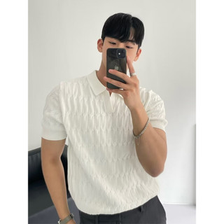 Áo Sơ Mi POLO Tay Ngắn Mùa Hè Nam Cao Cấp Phiên Bản Hàn Quốc Slim-Fit Ve Áo Top Màu Trơn Mỏng Nửa Tay Đan Top Hợp Thời Trang