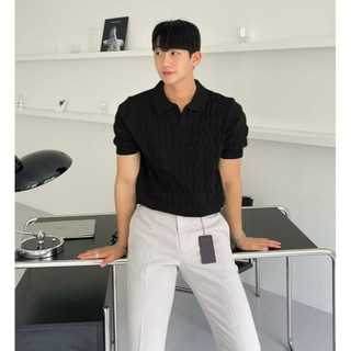 Áo Sơ Mi POLO Tay Ngắn Mùa Hè Nam Cao Cấp Phiên Bản Hàn Quốc Slim-Fit Ve Áo Top Màu Trơn Mỏng Nửa Tay Đan Top Hợp Thời Trang