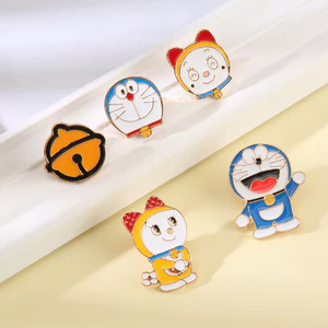 Huy Hiệu Cài Áo Kim Loại Chống Chói Hình Chuông Doraemon Dễ Thương