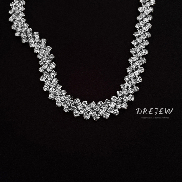 DREJEW Vòng Cổ choker Đính Kim Cương Toàn Diện Đơn Giản Thời Trang Nhật Hàn Dây dây chuyền nữ