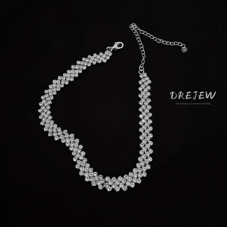 DREJEW Vòng Cổ choker Đính Kim Cương Toàn Diện Đơn Giản Thời Trang Nhật Hàn Dây dây chuyền nữ