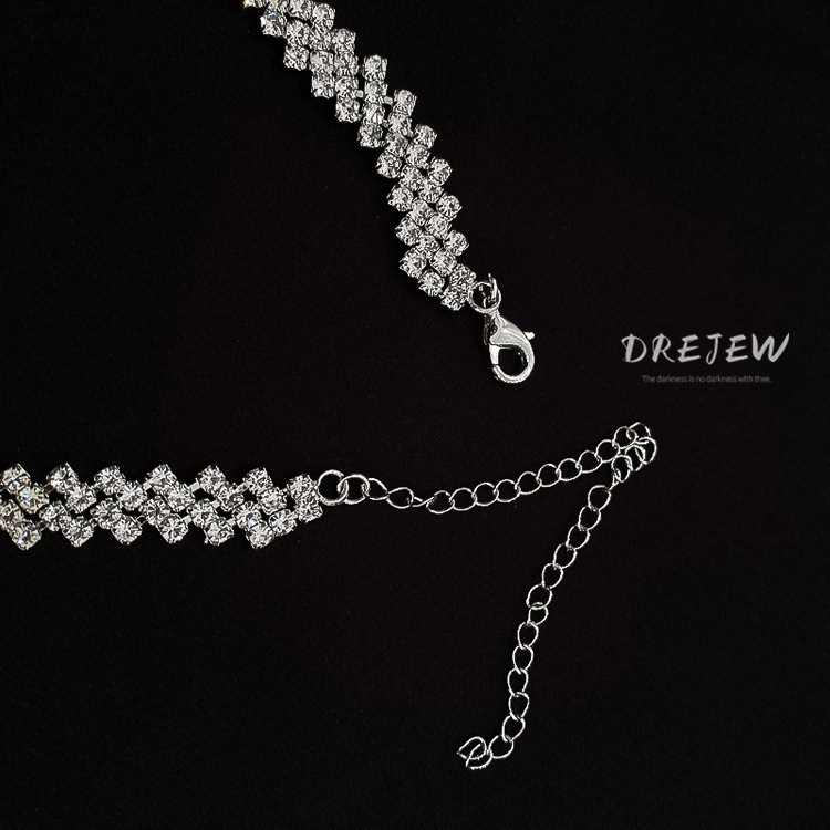 DREJEW Vòng Cổ choker Đính Kim Cương Toàn Diện Đơn Giản Thời Trang Nhật Hàn Dây dây chuyền nữ