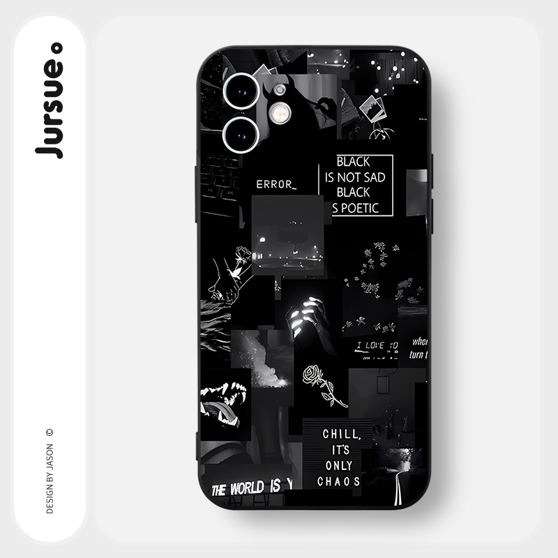 Ốp lưng JURSUE mềm chống bẩn hình độc lạ ngầu đen Cho iPhone 17 Air 16 15 14 13 12 11 Pro Max SE 2020 X XR XS ip 8 7 Plus Y3338