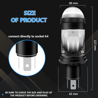 Đèn Pha LED 60W H4 12000LM 6000K Chuyên Dụng Cho Xe Mô Tô