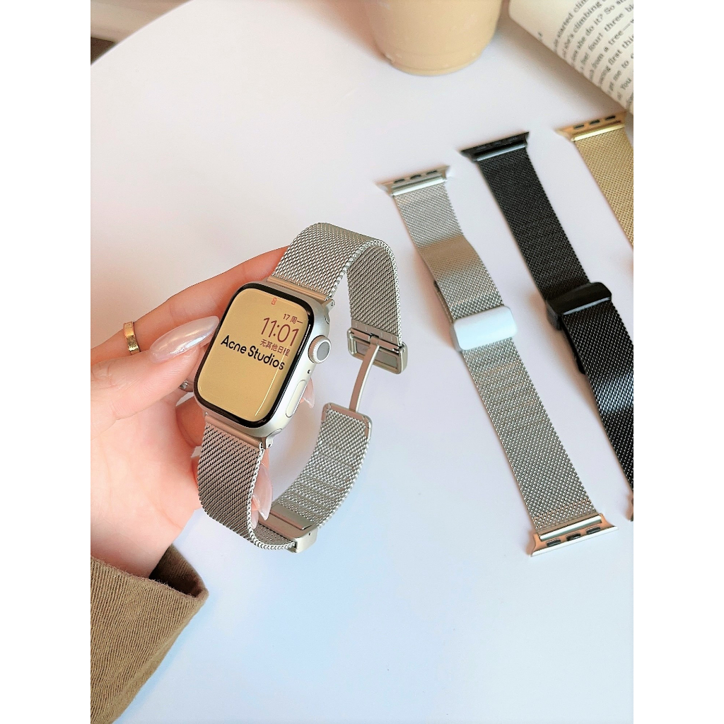 Dây đeo lưới nam châm nữ bằng thép không gỉ chống phai màu cho Apple Watch S11 SE3 Ultra3 S10 S9 S8 SE S7 S6 Ultra 49mm 46mm 40mm 44mm 41mm 45mm Iwatch Band