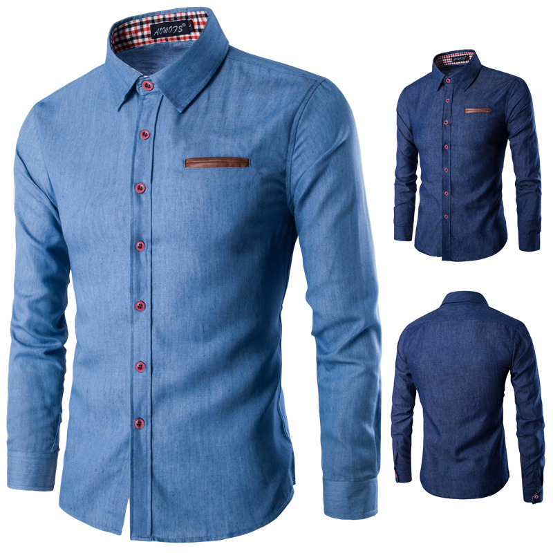 Áo Sơ Mi Nam VảI Denim Tay DàI ThờI Trang