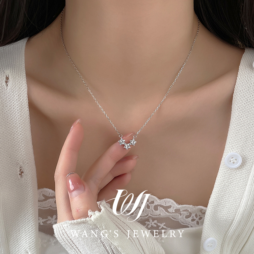 Vòng cổ Mạ Bạc 925 Hình Ngôi Sao Nhỏ Sang Trọng Cho Nam Nữ