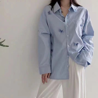 Áo Sơ Mi Nữ Dài Tay Dáng Rộng Phong Cách Hàn Quốc Baju Baju Wanita Lengan Panjang Hàng Mới Có Sẵn