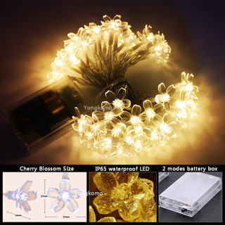 10m Hoa Anh Đào Cổ Tích Đèn LED Dây Chạy Bằng Pin Vòng Hoa Ánh Sáng Pha Lê Hoa Phòng Cưới Giáng Sinh Trang Trí Chiếu Sáng