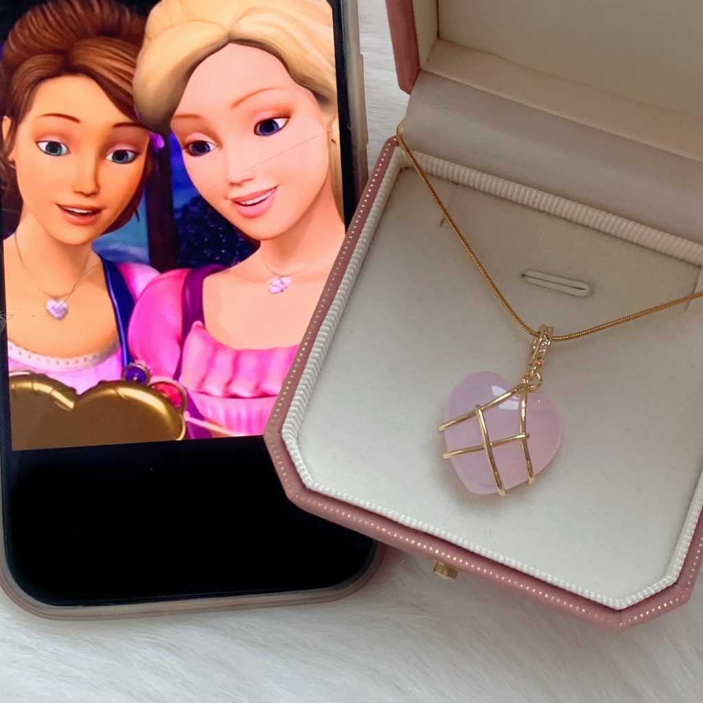 Vòng cổ Mặt Trái Tim Đính Đá Opal Màu Hồng Thời Trang Hàn Quốc Dành Cho Nữ