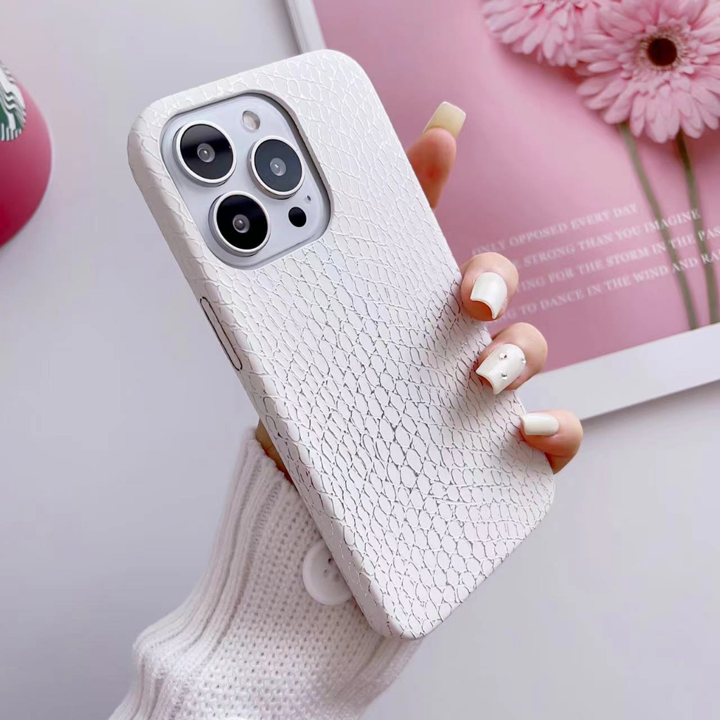 Ốp Điện Thoại Da Họa Tiết Rắn Sang Trọng Sang Trọng Cho Iphone 16 Pro MAX 14 13 12 11 Pro MAX Plus X XS XR 15 Plus Trắng Hồng Silicon Mềm