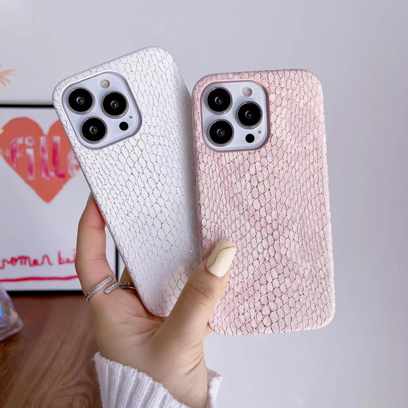 Ốp Điện Thoại Da Họa Tiết Rắn Sang Trọng Sang Trọng Cho Iphone 16 Pro MAX 14 13 12 11 Pro MAX Plus X XS XR 15 Plus Trắng Hồng Silicon Mềm