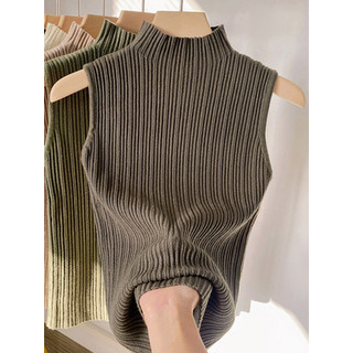 Áo Dệt Kim Nữ Sát Nách Cổ Cao Ôm Dáng Phong Cách Hàn Quốc Baju Baju Wanita Lengan Panjang Hàng Mới Có Sẵn