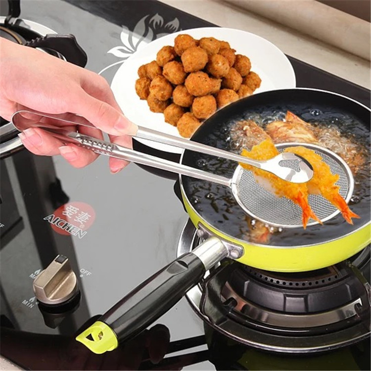 1 Kẹp gắp đồ ăn chiên rán kèm rây lưới vớt bọt lọc dầu | Shopee Việt Nam