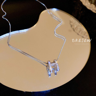 DREJEW Vòng cổ Mặt Chữ H Đính Đá Zircon Cao Cấp Thời Trang
