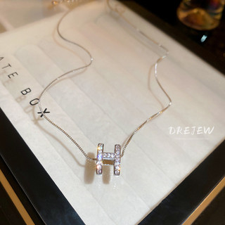 DREJEW Vòng cổ Mặt Chữ H Đính Đá Zircon Cao Cấp Thời Trang