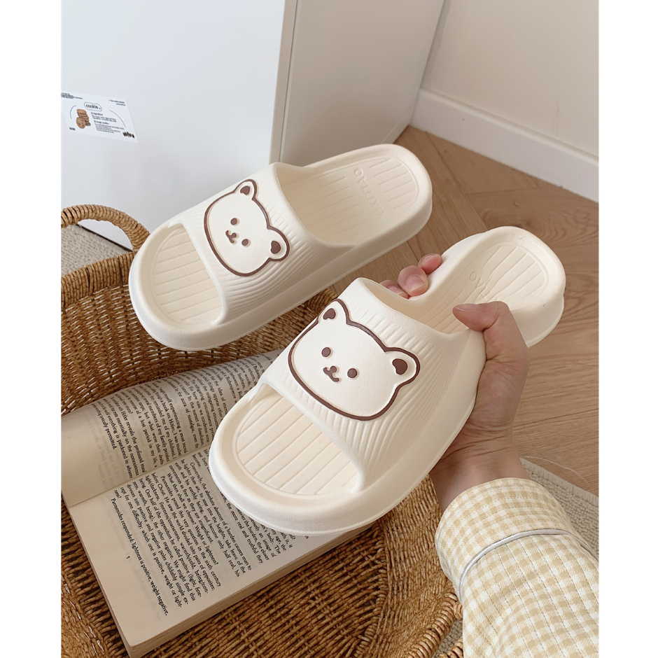 Dép Gấu Trong Nhà Dép Hộ Gia Đình Dép Phẳng Dép Cặp Đôi Dép EVA Nhẹ Chống Mài Mòn Phòng Tắm Tắm Chống-